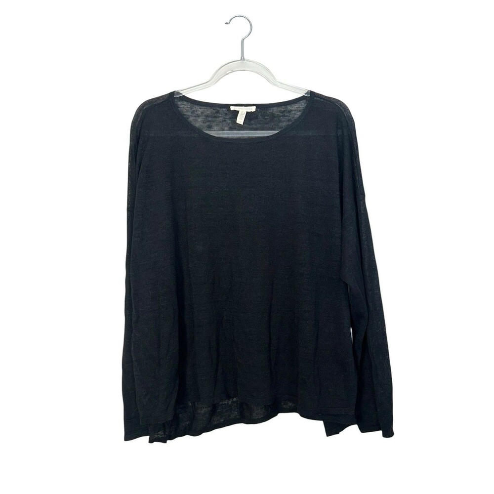 Eileen Fisher Linen Lightweight Sweater Womens Large Relaxed Boxy Lagenlook